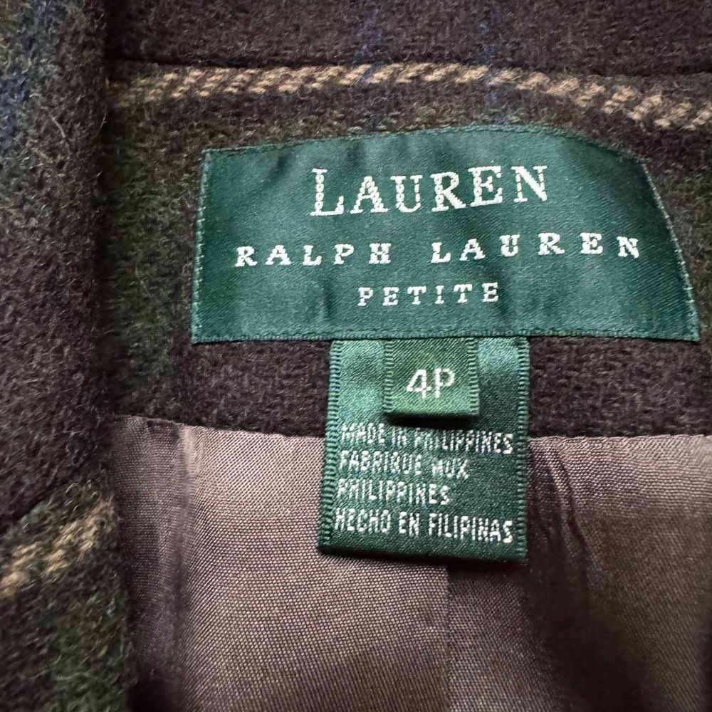 🔥VINTAGE LAUREN Ralph Lauren TWEED WOOL Classic Plaid Blazer Sz4P PriceFirm - Picture 5 of 14
